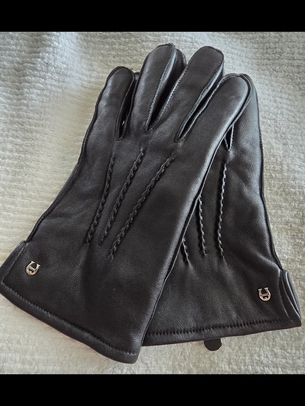 Etienne Aigner Black Leather Men's Gloves with Subtle Logo